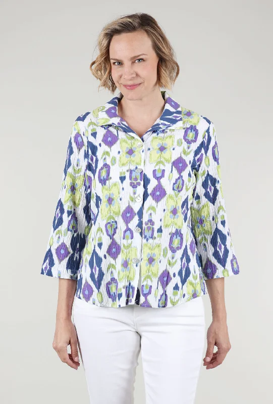 Ikat Mix Retro Swing Shirt, Garden Elegant Women's 