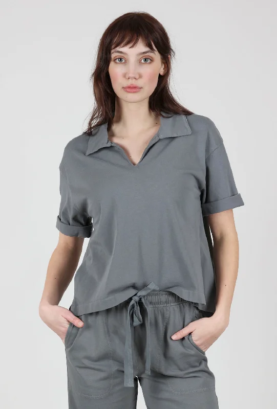 Mixed Media Collar Top, Granite Country