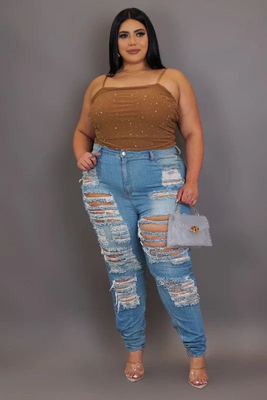 One Of A Kind Jeans - Medium Wash Bold Women's Statement