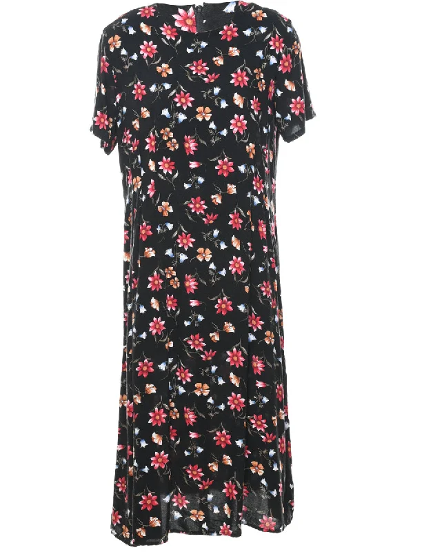 Floral Print Dress - L Feminine Women's Style 