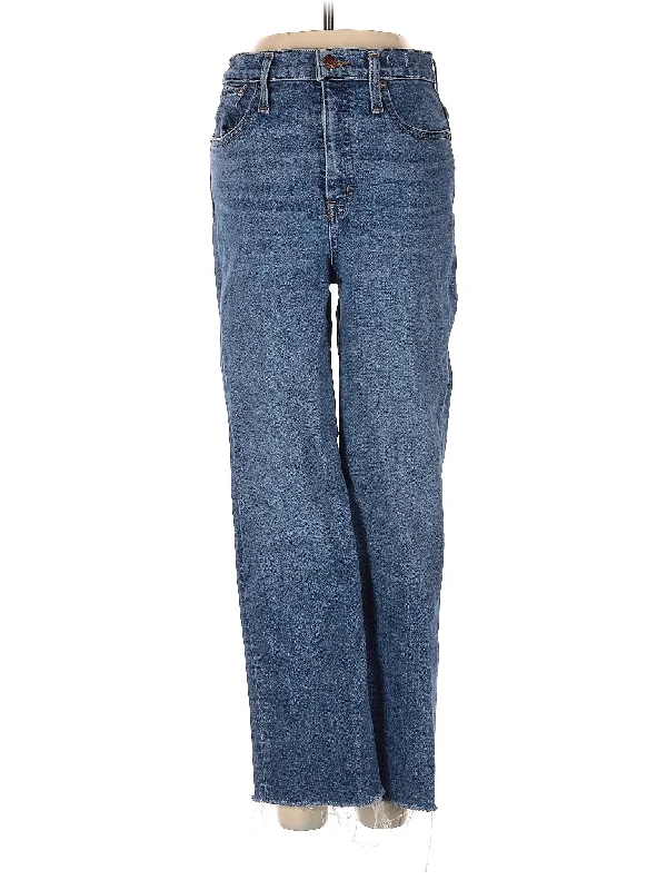 High-Rise Straight-leg Jeans in Medium Wash Cool Women's Distressed