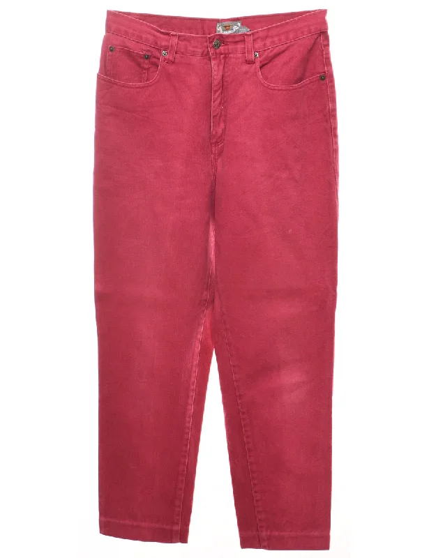 High Waist Maroon Tapered Jeans - W32 L26 Tough Women's Military - inspired
