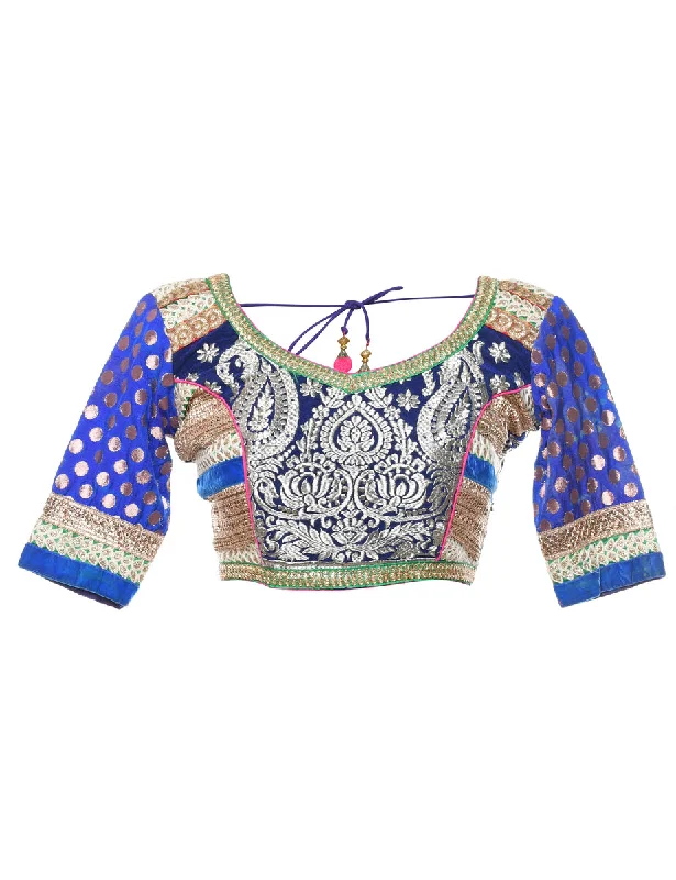 Patchwork Embellished Blouse - S Elegant Women's 