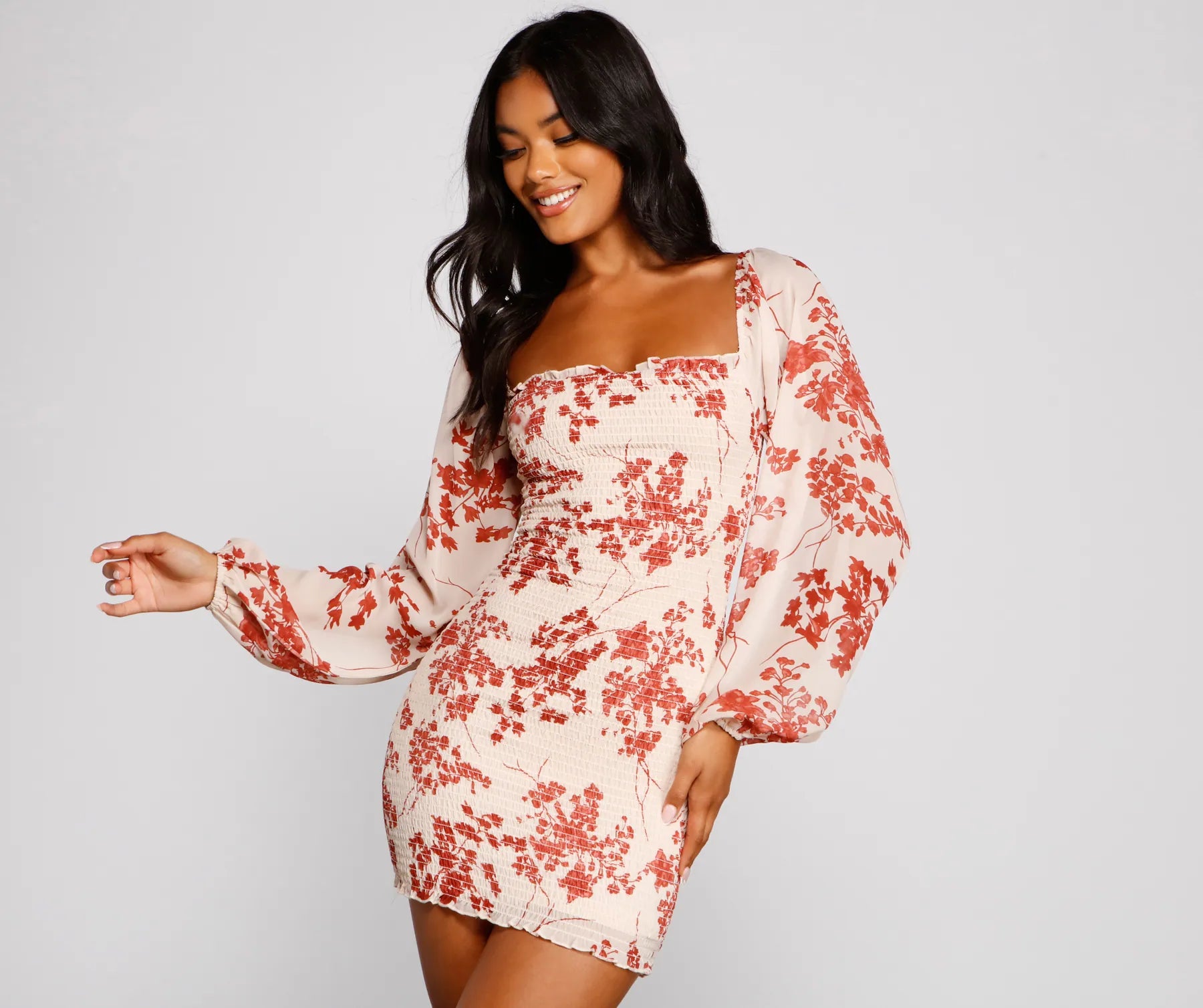 Total Sweetheart Smocked Floral Dress Refined Women's Velvet
