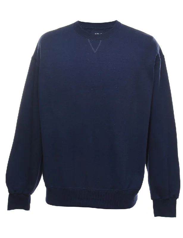 Navy Plain Sweatshirt - L Monochromatic Office Style