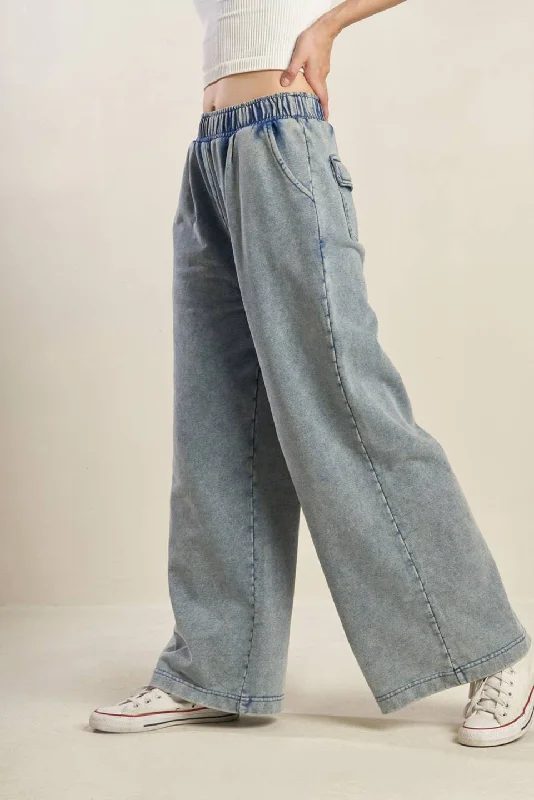 FIT AND FAIR WASHED DENIM PANTS Refined Women's Hand - crafted