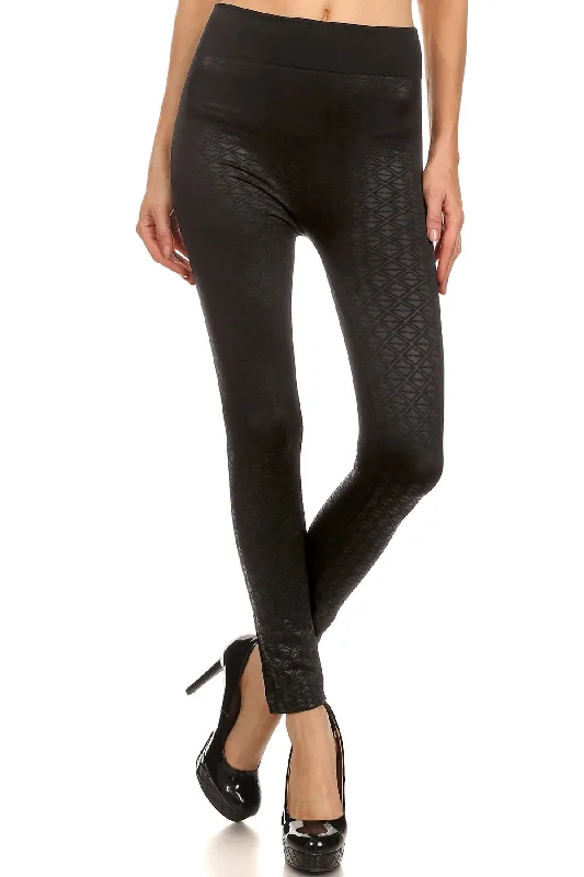 All About the Triangles Textured Fleece Lined Leggings Bold Women's Statement