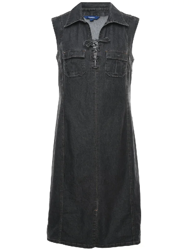 Black Denim Dress - M Laid - back Women's Vibe