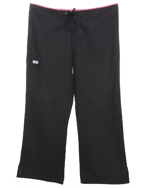 Black Cropped Y2K Cargo Trousers - W36 L29 Dapper Women's 1920S