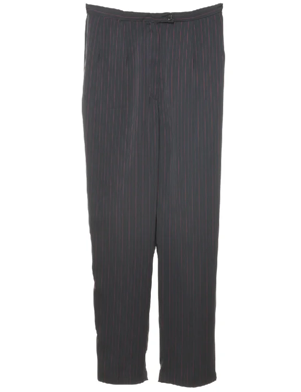 Pinstriped Black & Red Trousers - W28 L29 Youthful Women's Anime - inspired