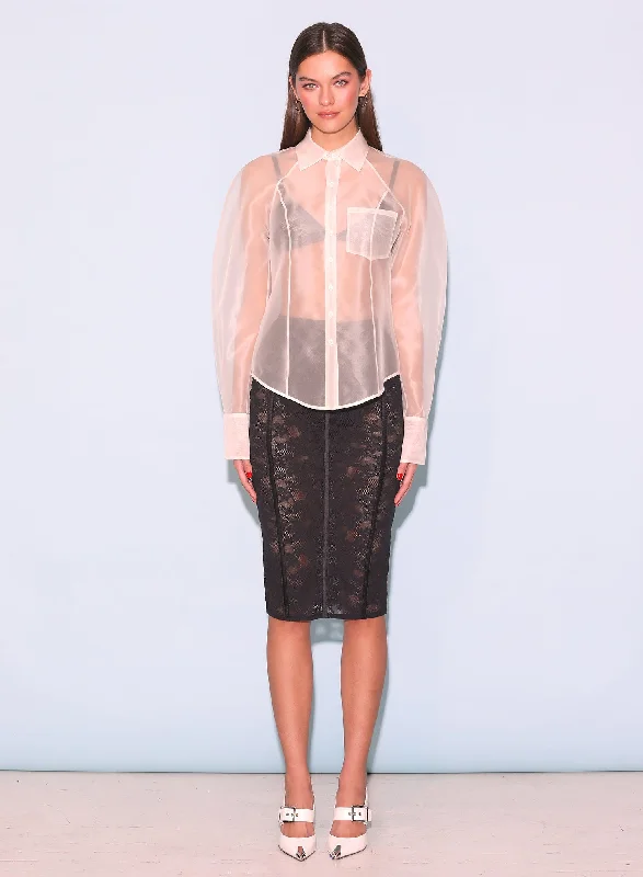 Silk Organza Button Down Youthful Women's Anime - inspired