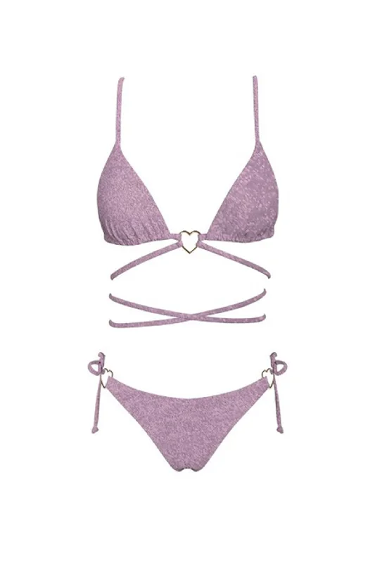 Summer Love Strappy Bikini Top Rose Shimmer Compression