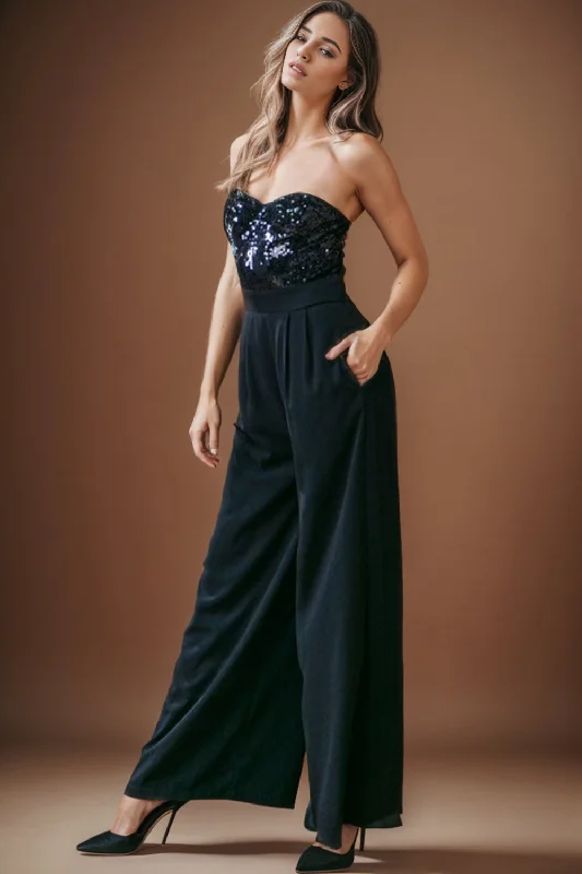 Sequin Tube Wide Leg Jumpsuit Practical Women's Quick - dry