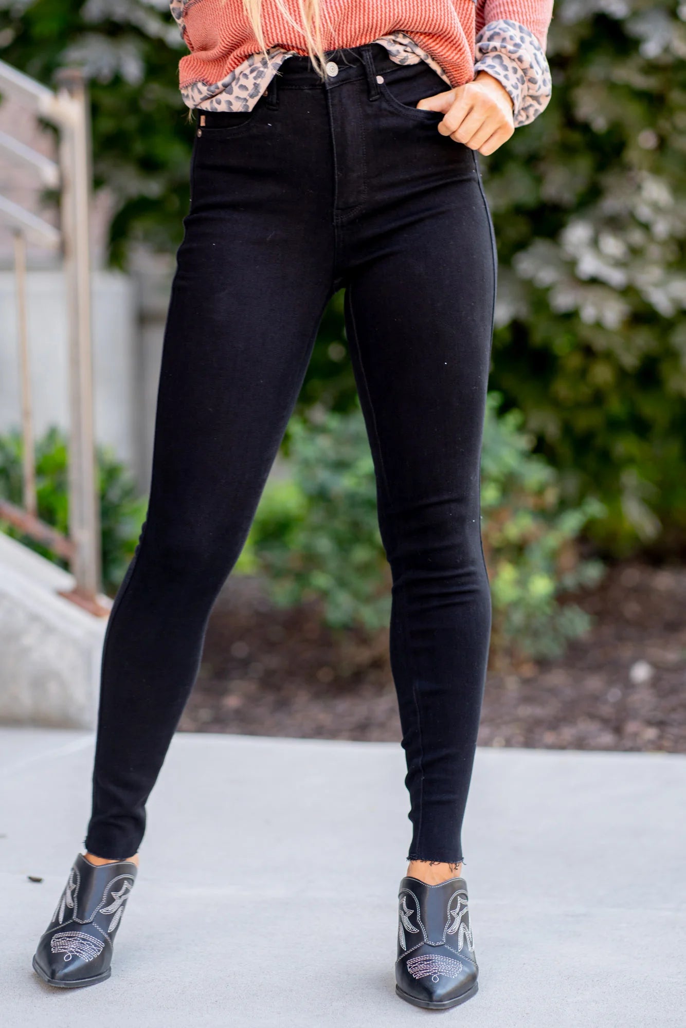 Judy Blue High Rise Tummy Control Skinny Jeans in Midnight Black Trendy Women's Oversized