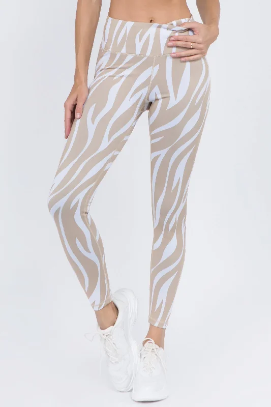 Active Animal Stripes Graphic Workout Leggings Feminine Women's Style 