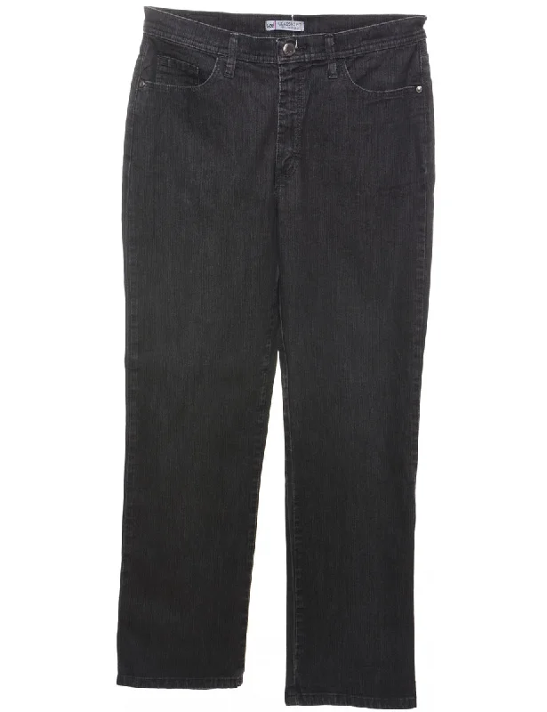 Tapered Black Lee Jeans - W33 L30 Stylish Women's Neon