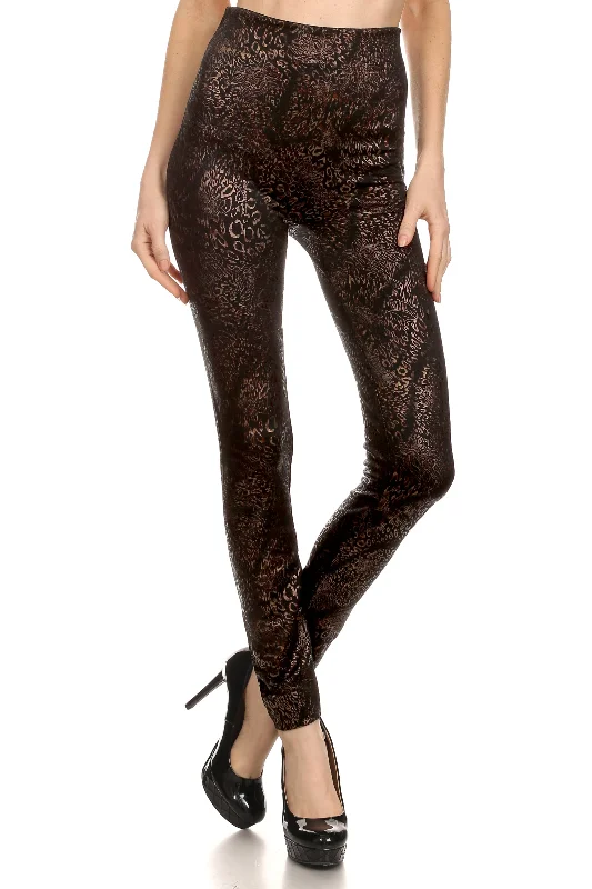 Metallic Etched High Rise Fleece Lined Leggings performance