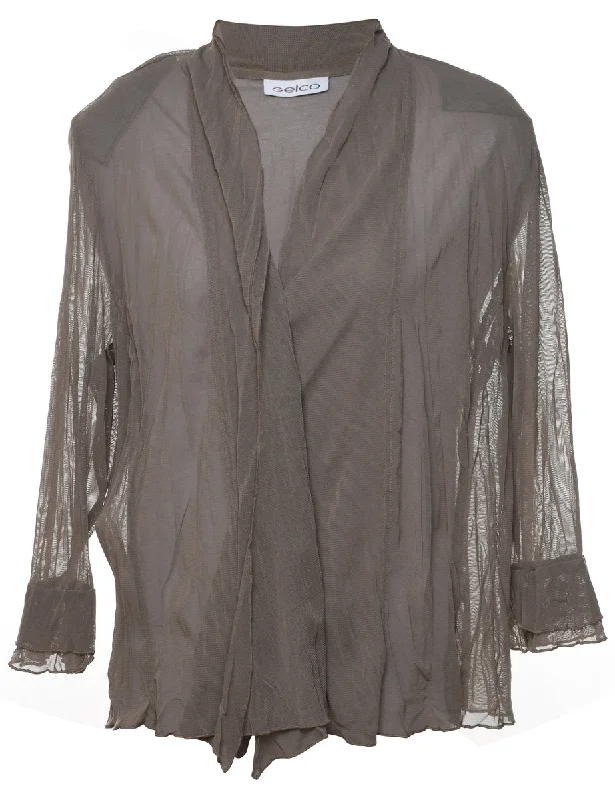 Grey Classic Sheer Long Sleeve Jacket - M Preppy Women's College