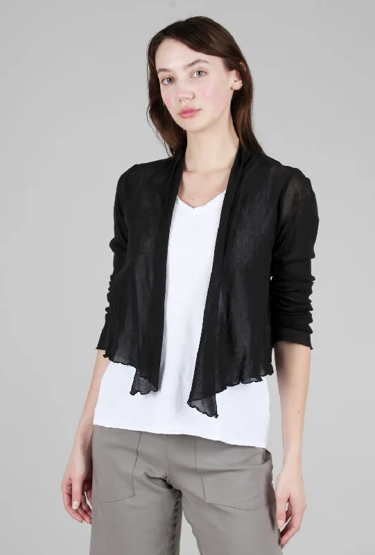 Cropped Tulle Cardie, Black Refined Women's Velvet