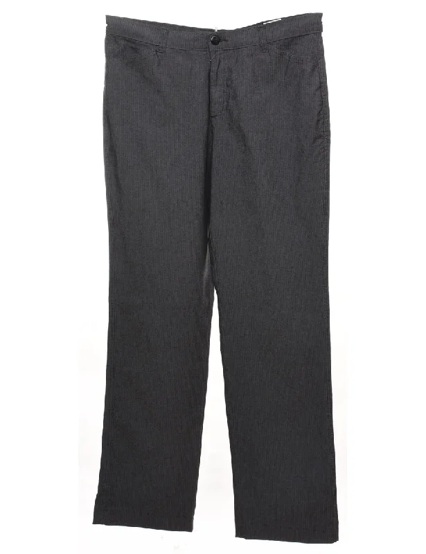 Lee Grey Classic Striped Trousers - W35 L33 Preppy Women's College
