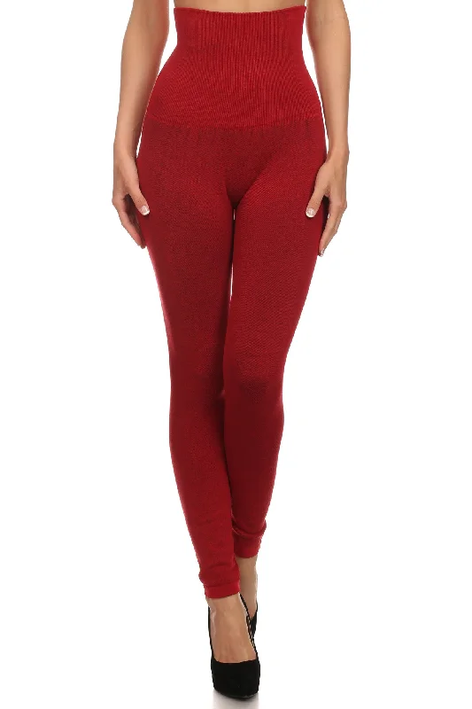 French Terry Lined Compression Control Top Leggings Cool Women's Distressed