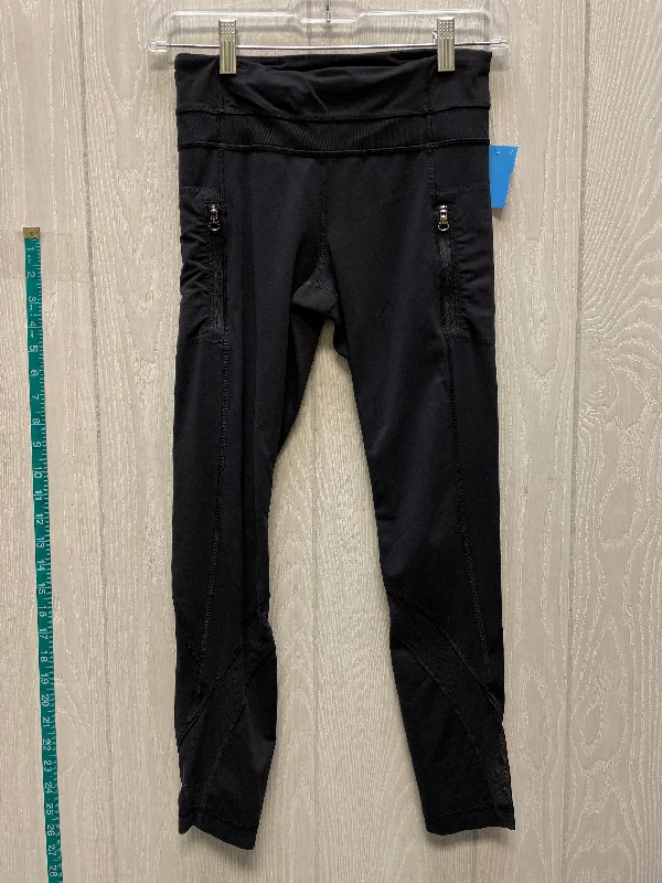 Athletic Leggings By Lululemon In Black, Size: 4 Artistic Women's Hand - painted