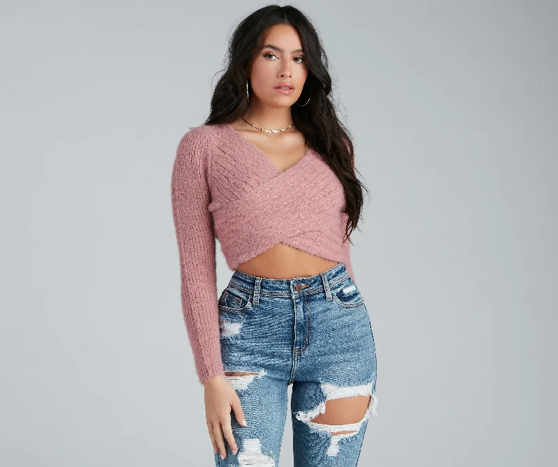 Cuddle Weather Eyelash Knit Wrap Sweater Traditional Women's 