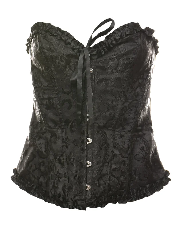 Floral Print Frilly Black Corset - S Youthful Women's Pop