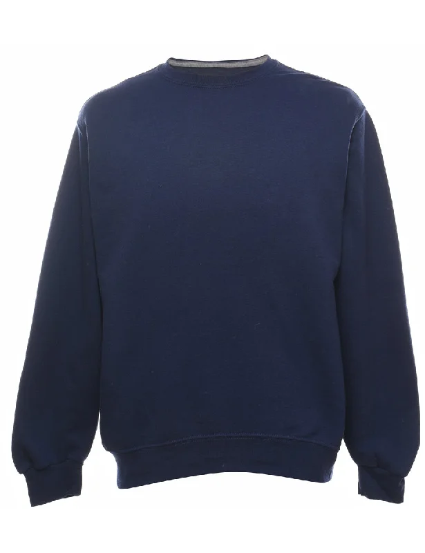Navy Plain Sweatshirt - M Laid - back Women's Vibe