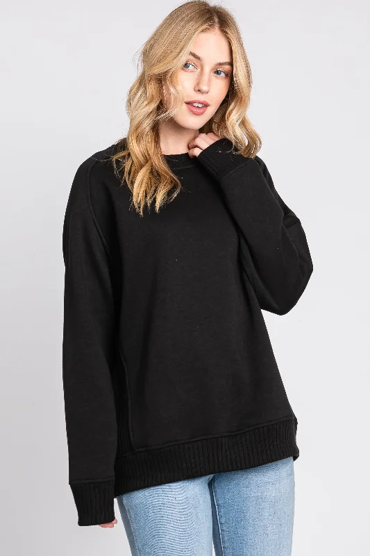 Black Pullover Terry Crewneck Sharp Women's Italian