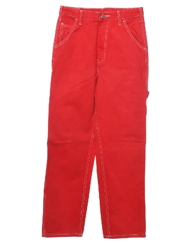 Red Y2K Cargo Jeans - W26 L32 Monochromatic Office Style