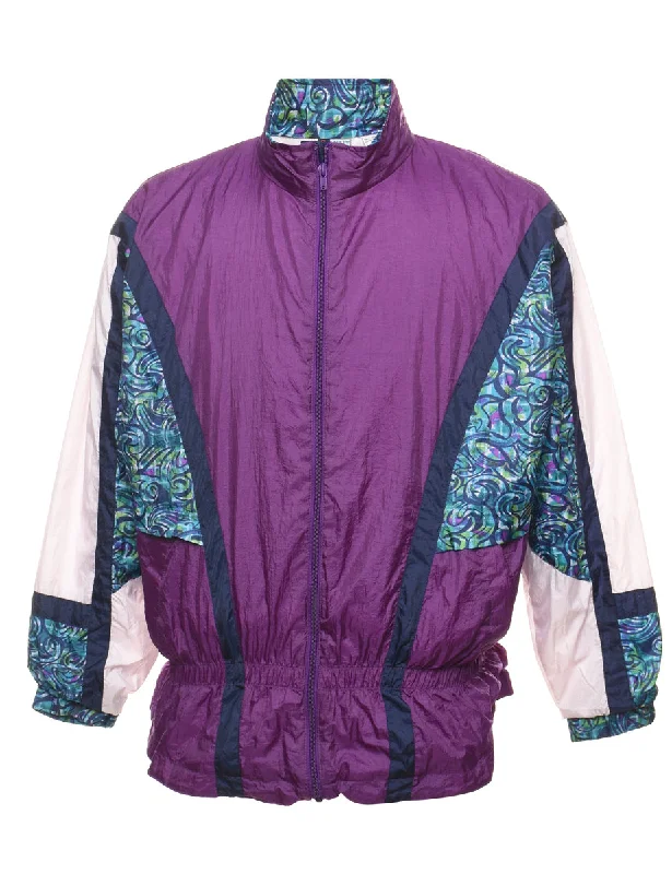 Zip-Front 1990s Multi-Colour Nylon Jacket - L Dynamic Women's High - energy