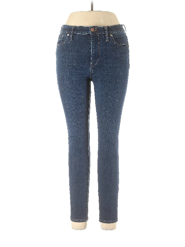High-Rise Skinny Jeans in Dark Wash Geometric