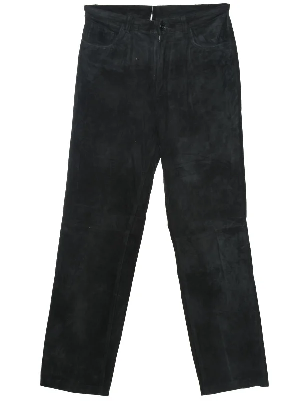 Black Suede Trousers - W31 L32 Athletic Women's High - 