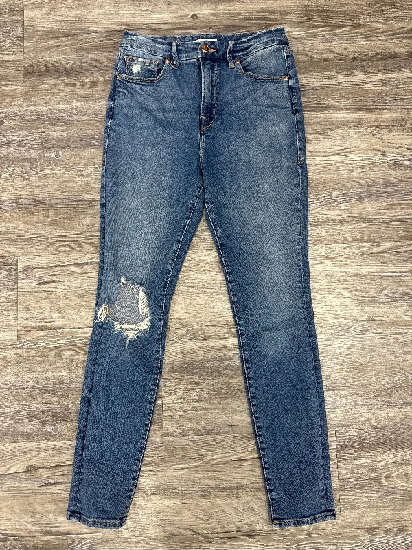 Jeans Designer By Good American In Blue Denim, Size: 8 Sleek Women's Metallic