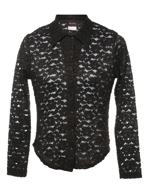 Dark Brown Lace Shirt - S Sharp Women's Italian