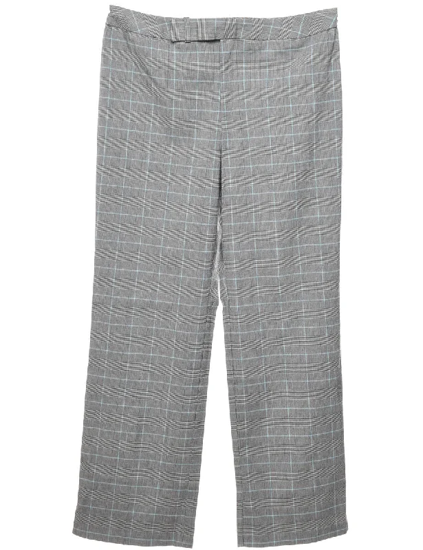 Checked Grey & Light Blue Trousers - W35 L32 Rugged Women's Outdoor 