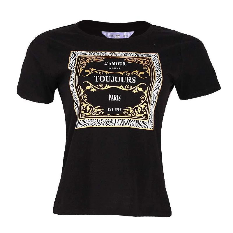 REDTAG Black Casual T-Shirt for Women Monochromatic All - in - one