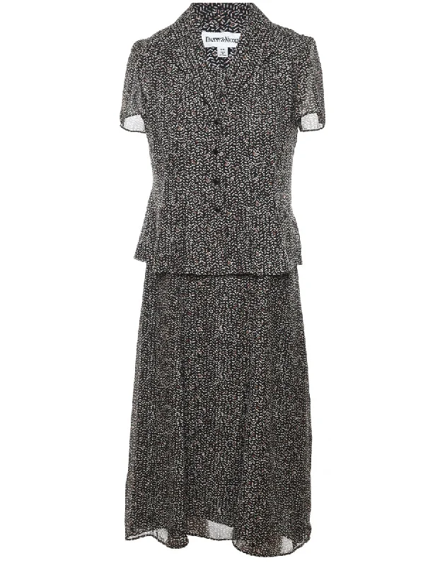 Black & Brown Patterned Top & Dress Set - M Athletic Women's High - 