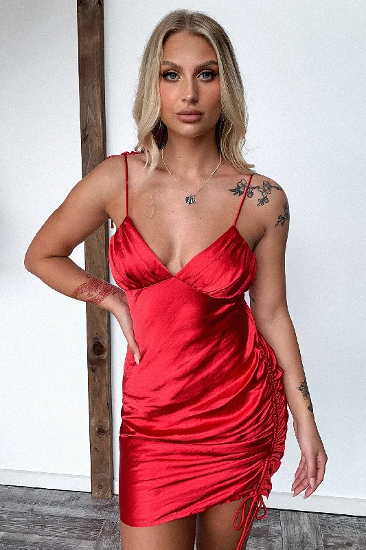 Wireless Dress - Red Cozy Women's Sherpa - lined