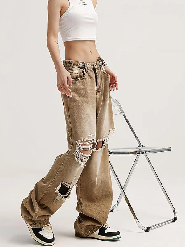 Light Wash Low Rise Ripped Jeans Disco