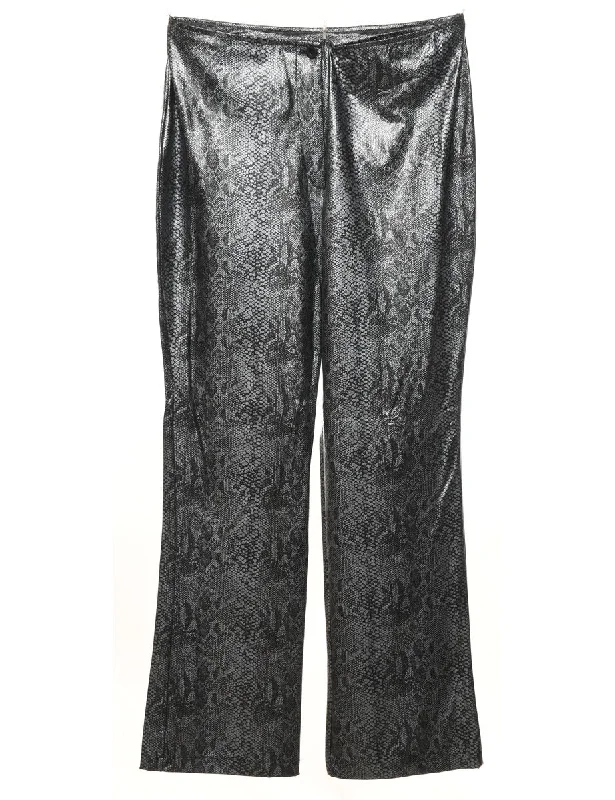 Black & Grey Snakeskin Trousers - W32 L32 Contemporary 