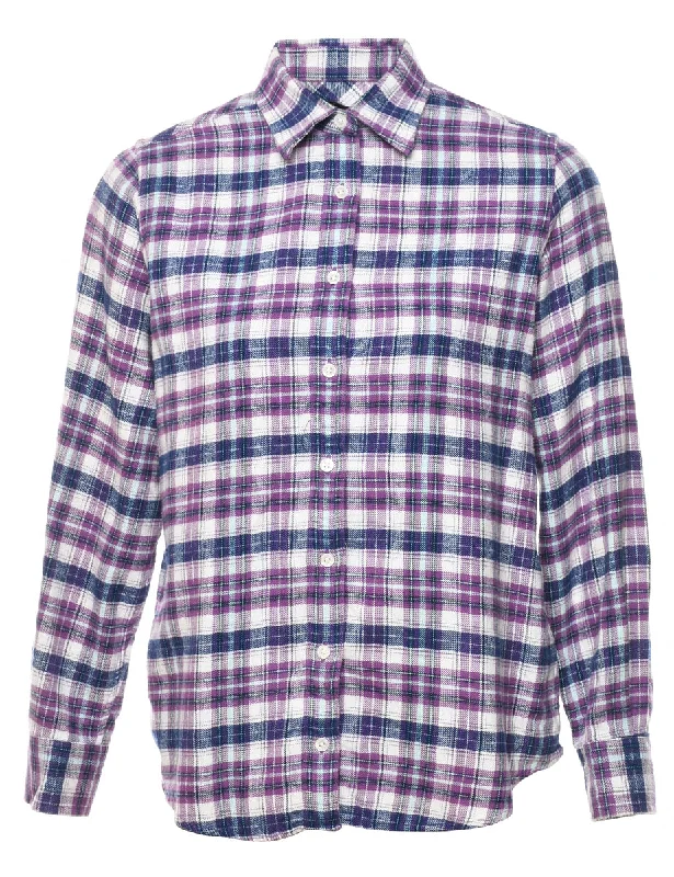 Land's End Checked Shirt - M Hip Women's Retro