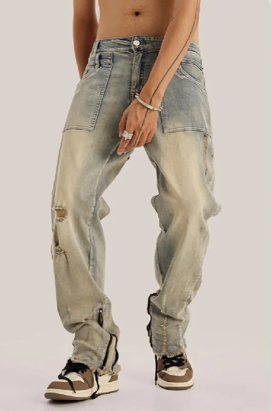 Slim Leg Ripped Jeans Elegant Women's 