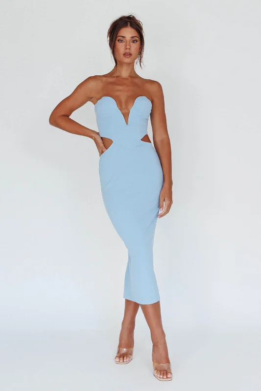 Dragonfly Lace-up Back Midi Dress Blue Relaxed Women's 