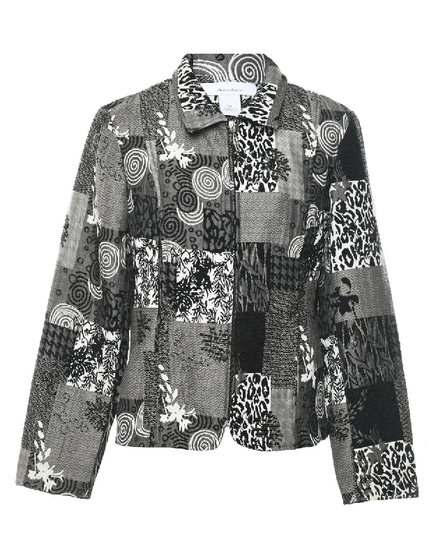 Dressbarn Abstract & Animal Print Sparkly Tapestry Jacket - M Cozy Women's Sherpa - lined
