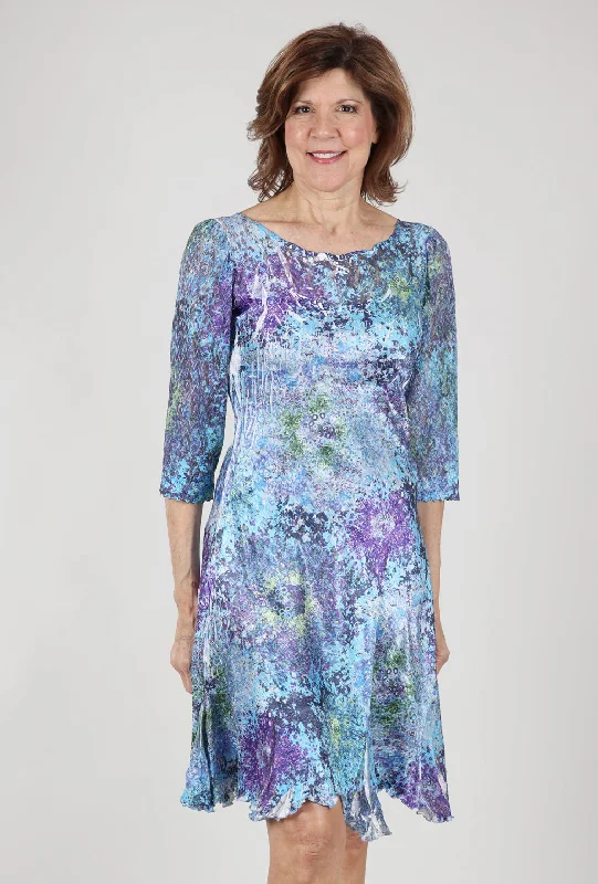 Ilsa Lace Neck Dress, Murano Glass Blue Dapper Women's Bow - adorned