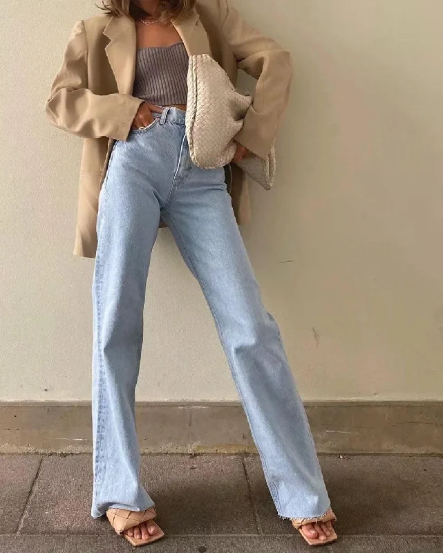High Waist Casual Washed Jeans garde