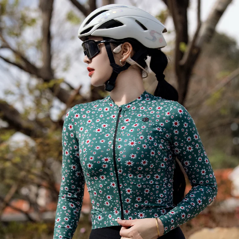 Sweet LS Floral  Green Women Jersey Geometric