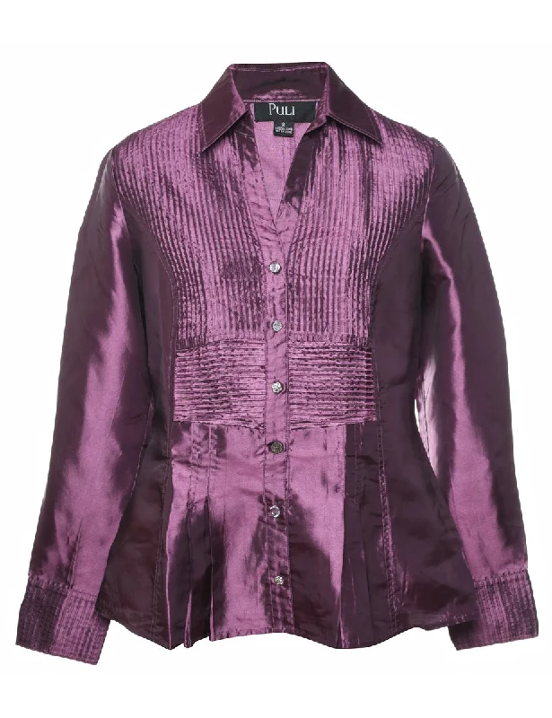 Pin Tucks Evening Shirt - M Refined Women's Hand - crafted